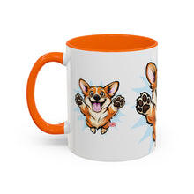 Load image into Gallery viewer, Excited Leaping Corgi  Accent Coffee Mug - Cute Dog Lover Gift (11oz)