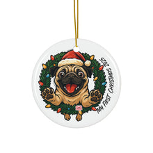 Load image into Gallery viewer, Pug  First Christmas Ornaments, Cute Dog Holiday Decor, Pug Lover Gift, Personalized Memories, Tree Decorations, 2025 Celebration