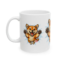 Load image into Gallery viewer, Happy Jumping Shiba Inu Mug | Cute Dog Illustration Ceramic Mug