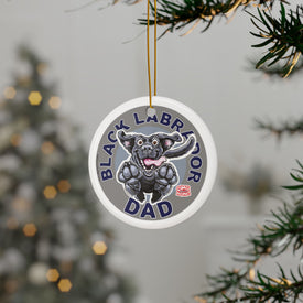 Black Labrador Dad Ceramic Ornaments - 2-Sided Print, Perfect Gift for Black Lab Puppy Lovers