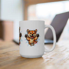 Happy Jumping Shiba Inu Mug | Cute Dog Illustration Ceramic Mug