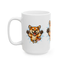 Load image into Gallery viewer, Happy Jumping Shiba Inu Mug | Cute Dog Illustration Ceramic Mug