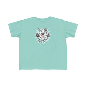 Happy Jumping Husky Toddler Tee | Cute Dog Paw Print