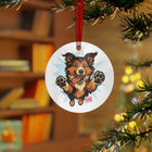 Metal Ornament featuring a Playful Collie Dog Design, Christmas Decoration, Collie Lover Gift, Personalized Holiday Keepsake