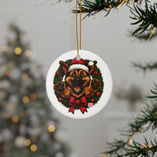 Load image into Gallery viewer, Festive German Shepherd Puppy Themed Ceramic Ornaments, Holiday Decor, Pet Lover Gifts, Christmas Tree Decorations, Dog Lover