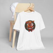 Load image into Gallery viewer, Festive Vizsla Dog Wreath T-Shirt | Unisex Jersey Tee, Holiday Apparel, Dog Lover Gifts, Christmas Shirt, Pet-Themed Fashion