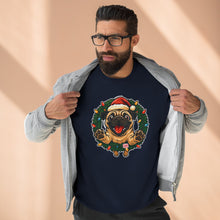 Load image into Gallery viewer, Festive Pug Sweatshirt, Unisex Crewneck, Holiday Gift, Dog Lover Apparel, Christmas Sweater, Cozy Winter Wear