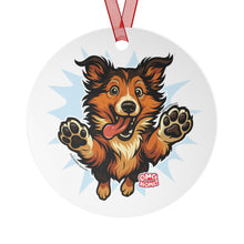 Load image into Gallery viewer, Metal Ornament featuring a Playful Collie Dog Design, Christmas Decoration, Collie Lover Gift, Personalized Holiday Keepsake