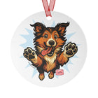 Metal Ornament featuring a Playful Collie Dog Design, Christmas Decoration, Collie Lover Gift, Personalized Holiday Keepsake