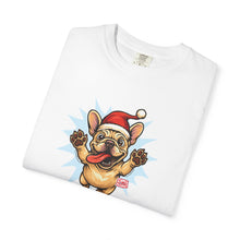 Load image into Gallery viewer, Festive French Bulldog T-shirt, Holiday Shirt, Unisex Tee, Dog Lover Gift, Christmas Apparel, Cute Pet T-shirt