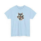 Cute Siberian Husky Dog Graphic Unisex Heavy Cotton Tee | Pet Lover Gift, Husky Apparel, Fun Casual Wear
