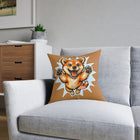 Happy Jumping Shiba Inu Square Pillow | Cute Dog Cartoon Accent Cushion