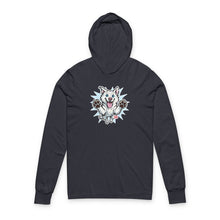 Load image into Gallery viewer, Playful White Husky Illustration Hoodie | Cute Jumping Dog Long Sleeve