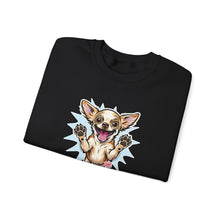 Load image into Gallery viewer, Chihuahua Splash Crewneck Sweatshirt  Cute Jumping Puppy Graphic
