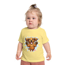 Load image into Gallery viewer, Happy Dachshund Puppy Baby T-Shirt | Cute Dog Graphic, Playful Paws