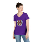Cute Dog Lover V-Neck T-Shirt, Pet Lover Gift, Animal Rescue Tee, Red and White Border Collie Dog Mom Shirt
