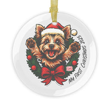 Load image into Gallery viewer, Yorkie My First Christmas 2025 Glass Ornament