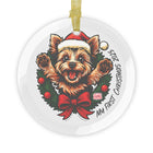 Yorkie My First Christmas 2025 Glass Ornament