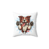 Red Border Collie Dog Lover's Square Pillow, Cute Pet Decor, Animal Gift, Throw Pillow for Home, Dog Art Cushion