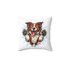 Load image into Gallery viewer, Red Border Collie Dog Lover's Square Pillow, Cute Pet Decor, Animal Gift, Throw Pillow for Home, Dog Art Cushion