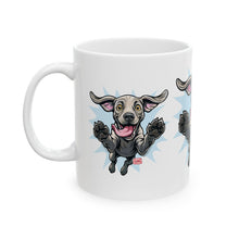 Load image into Gallery viewer, Happy Jumping Weimaraner Dog Mug | Playful Dog Illustration Ceramic Mug