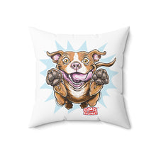 Load image into Gallery viewer, Jumping Happy Rednose Pitbull Dog pillow | Cute cartoon Pit illustration