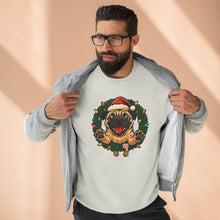 Load image into Gallery viewer, Festive Pug Sweatshirt, Unisex Crewneck, Holiday Gift, Dog Lover Apparel, Christmas Sweater, Cozy Winter Wear