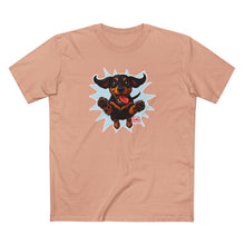 Load image into Gallery viewer, Playful Excited Dachshund Dog Leaping to Greet You - 100% Combed Cotton T-Shirt