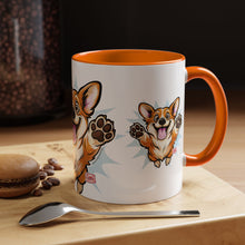 Load image into Gallery viewer, Excited Leaping Corgi  Accent Coffee Mug - Cute Dog Lover Gift (11oz)