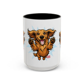Happy Dachshund Jumping Mug | Accent Coffee Mug, 11oz 15oz