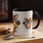 Excited Leaping Corgi  Accent Coffee Mug - Cute Dog Lover Gift (11oz)