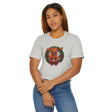 Load image into Gallery viewer, Festive Vizsla Dog Wreath T-Shirt | Unisex Jersey Tee, Holiday Apparel, Dog Lover Gifts, Christmas Shirt, Pet-Themed Fashion