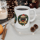 Festive Pug Ceramic Mug - Holiday Gift, Cute Pet Lover Mug, Christmas Mug, Coffee Cup, Dog-Themed Drinkware
