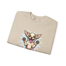 Load image into Gallery viewer, Chihuahua Splash Crewneck Sweatshirt  Cute Jumping Puppy Graphic
