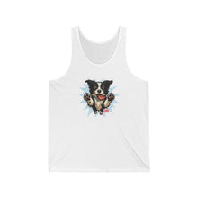 Load image into Gallery viewer, Cute Border Collie Dog Graphic Unisex Jersey Tank Top, Casual Summer Top, Pet Lover Gift, Dog Mom Apparel, Animal Lovers Clothing
