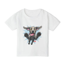 Load image into Gallery viewer, Happy Jumping Weimaraner Dog Toddler T-shirt | Playful Puppy Illustration
