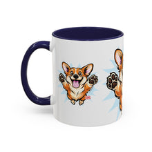 Load image into Gallery viewer, Excited Leaping Corgi  Accent Coffee Mug - Cute Dog Lover Gift (11oz)