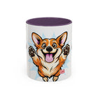 Excited Leaping Corgi  Accent Coffee Mug - Cute Dog Lover Gift (11oz)