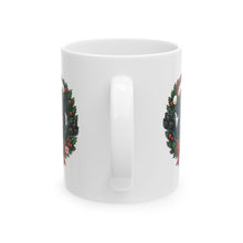 Load image into Gallery viewer, Festive Black Labrador Dog Mug, Christmas Mug, Holiday Gift, Pet Lover's Mug, Cute Black Lab Mug, Seasonal Coffee Mug