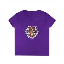 Load image into Gallery viewer, Cute Dog Lover V-Neck T-Shirt, Pet Lover Gift, Animal Rescue Tee, Red and White Border Collie Dog Mom Shirt