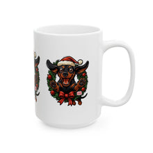 Load image into Gallery viewer, Festive Dachshund Dog Mug | Holiday Gift for Dog Lovers | Cute Christmas Coffee Cup | Pet Decor | Animal Lover Mug