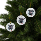 Playful Black Lab Jumping Illustration Ceramic Ornament | Double-Sided