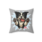 Playful Border Collie Dog Square Pillow, Dog Lover Decor, Home Cushion, Pet Theme Gift, Fun Animal Accent, Cute Puppy Pillow
