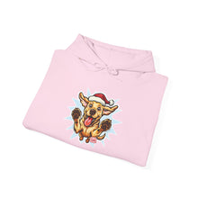 Load image into Gallery viewer, Festive Yellow Labrador Hoodie - Cozy Holiday Sweatshirt, Unique Gift for Christmas, Winter Wear, Cute Yellow Lab, Unisex Hooded Pullover