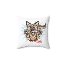 Load image into Gallery viewer, Excited German Shepherd Paw Print Spun Polyester Pillow | OMG Home Dog Artwork