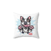 Excited Boston Terrier Pillow | Square Throw Pillow, Dog Face Illustration