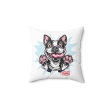 Load image into Gallery viewer, Excited Boston Terrier Pillow | Square Throw Pillow, Dog Face Illustration