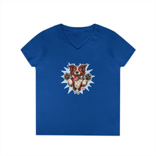 Load image into Gallery viewer, Cute Dog Lover V-Neck T-Shirt, Pet Lover Gift, Animal Rescue Tee, Red and White Border Collie Dog Mom Shirt