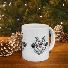 Load image into Gallery viewer, Mug - Happy White Husky Dog in Mid Leap Ceramic Mug (11oz, 15oz)