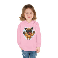 Load image into Gallery viewer, Adorable Toddler Fleece Hoodie with Playful Pug Design, Kids Pullover, Cute Dog Sweater, Pet Lover Gift, Cozy Toddler Apparel